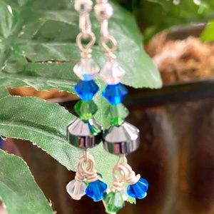 Swarovski Crystal & Hematite Gemstone Earrings